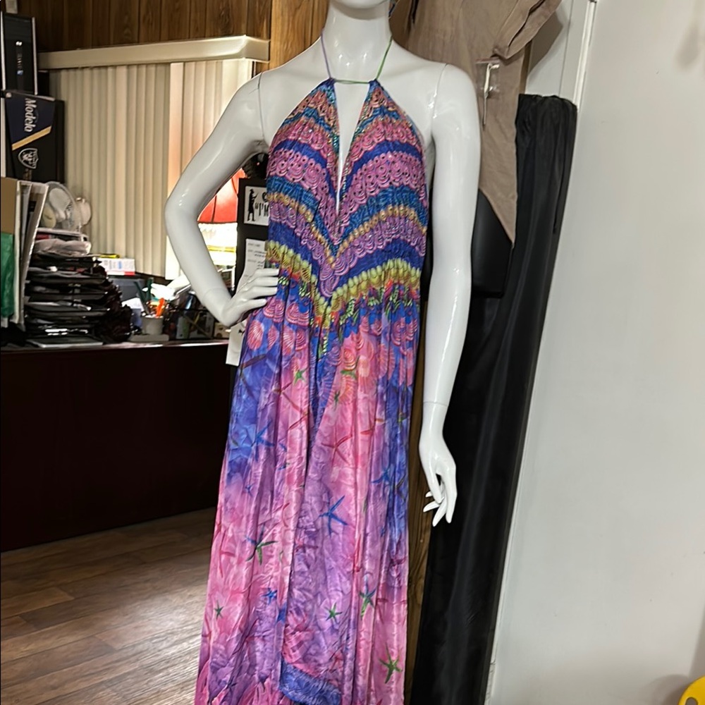 Colorful Halter Maxi Dress